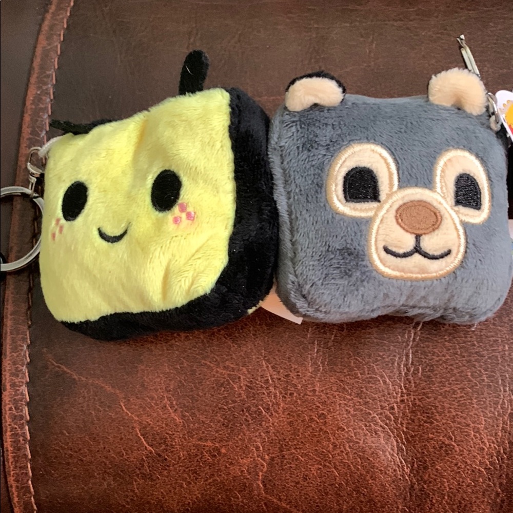 Plush Animal Keychain Set - Yellow and Gray